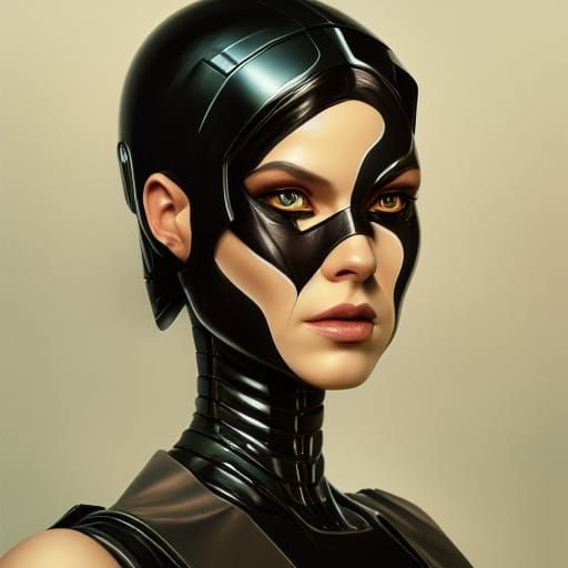 Android Cat-Woman Portrait in Detailed Digital Art