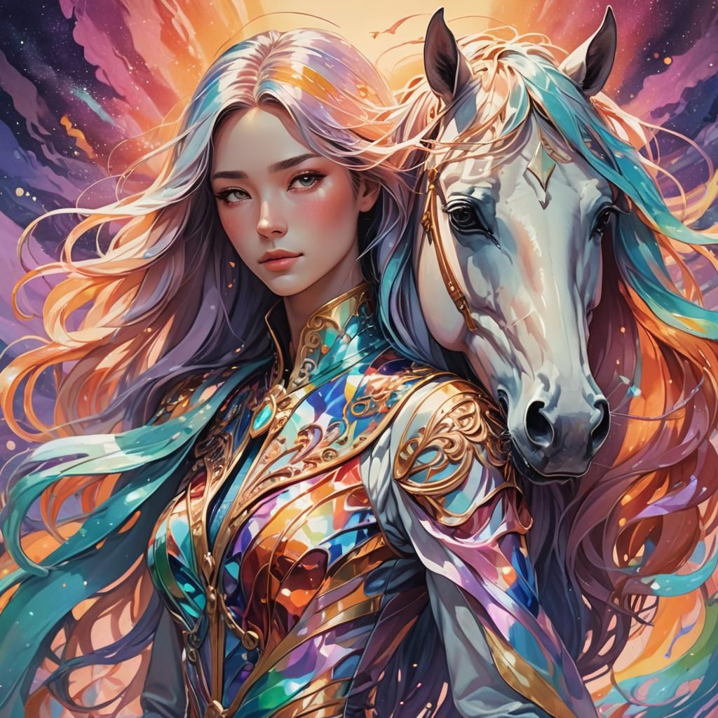 Equine-Human Hybrid in Studio Trigger Anime Style