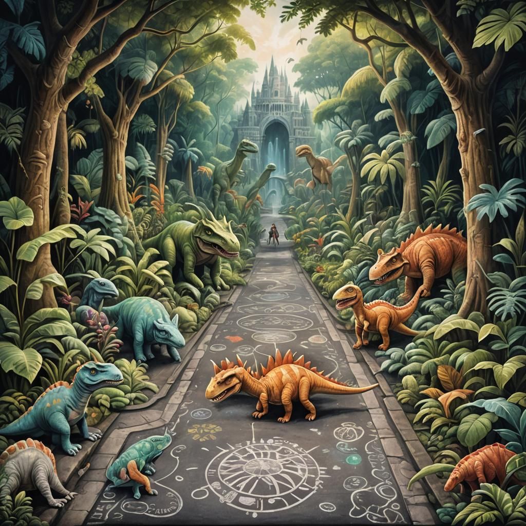 Chalk Art: Underground Dinosaur Wonder World