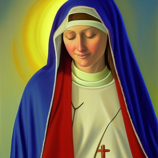 Virgin Mary in Oil Painting Style