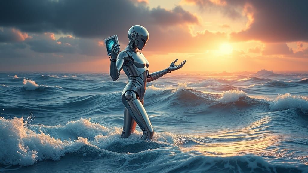 Android Sculpture Awakens Power in the Ocean