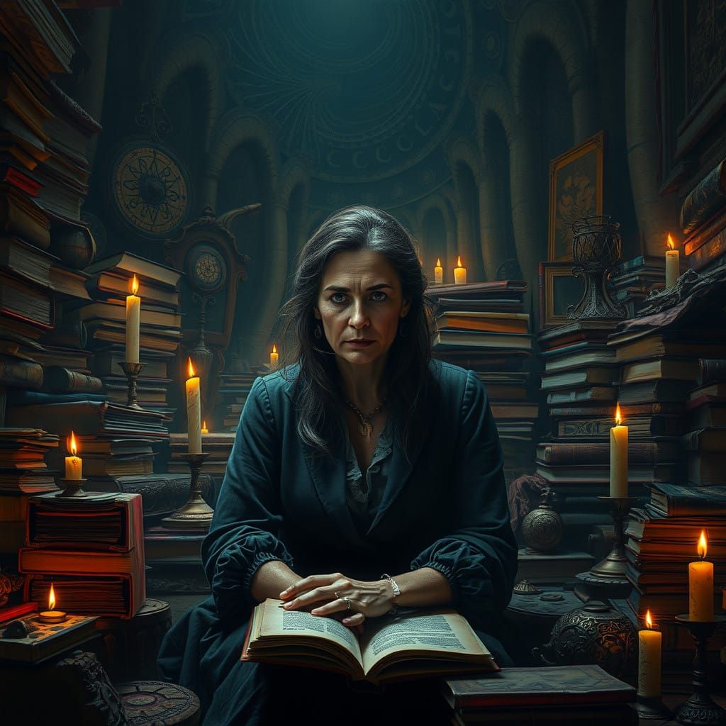 Ethereal Woman in a Haunted Chamber