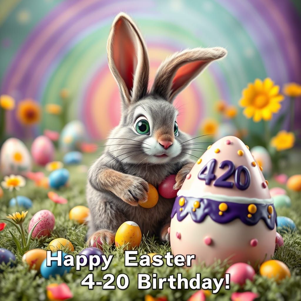 Psychedelic Easter Bunny Celebrates 4/20 Birthday