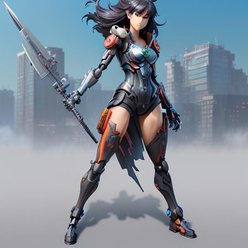 Anime Girl as Nintendo Switch in Cyberpunk Style