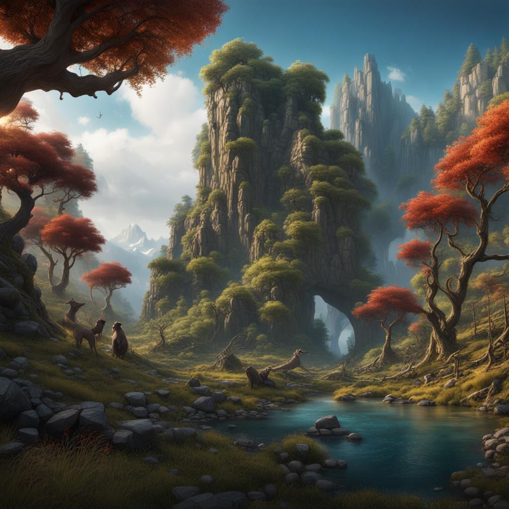 Bear in Nature: Detailed Matte Painting