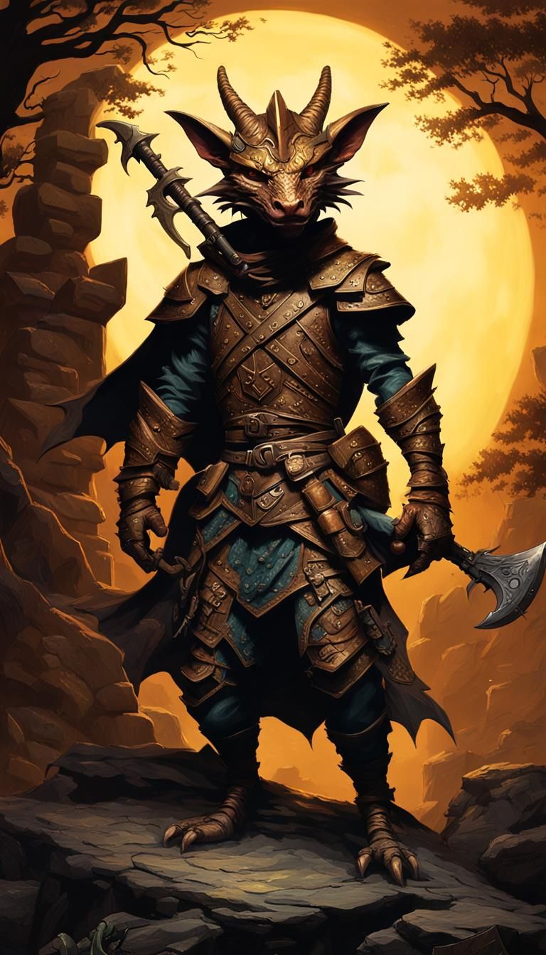 Kobold Rogue Watches From Shadows, Maximalist Acrylic Art