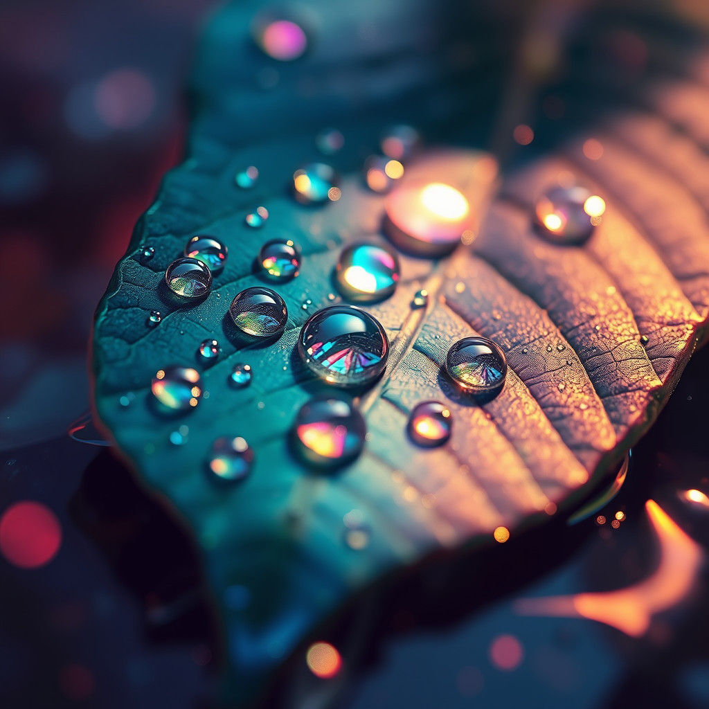 Mystical Leaf: Shimmering Light Reflections in Fantasy Art