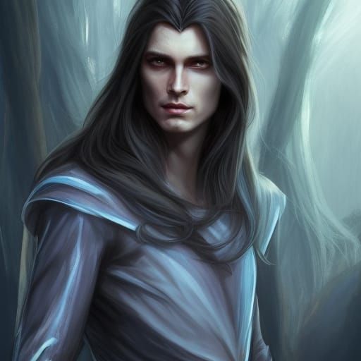 Handsome Man Portrait in Hyperdetailed Splash Art Style