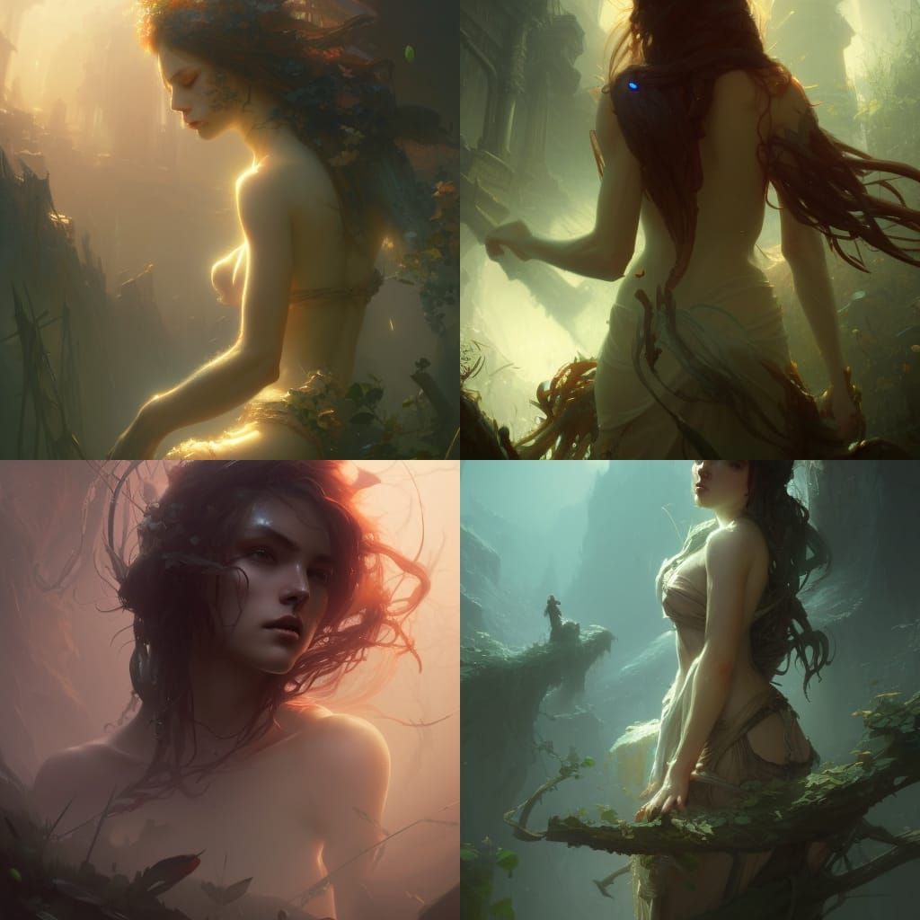 Vine Woman Portrait in Dark Fantasy Style