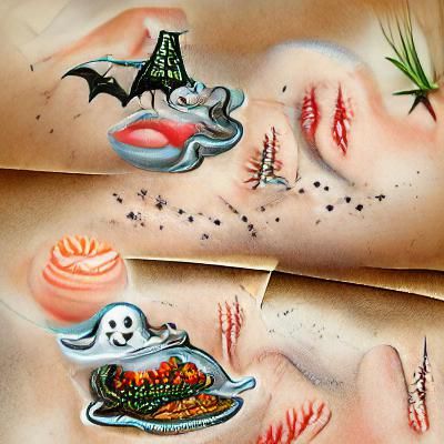 Vintage Tattoo Flash Sheet of Haunted Dreamscapes
