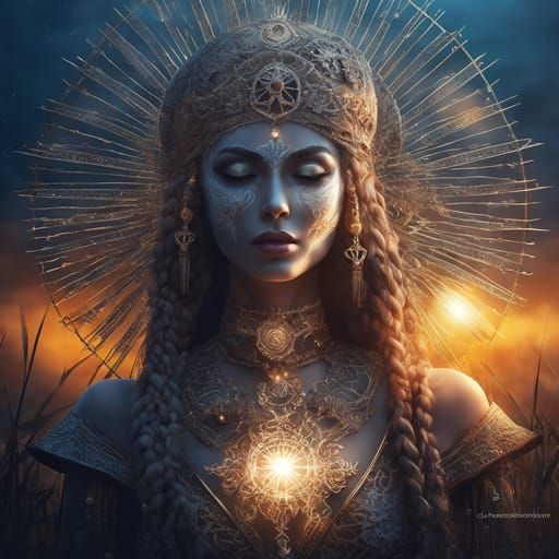 Scarecrow Girl in Sunset's Twilight Glow