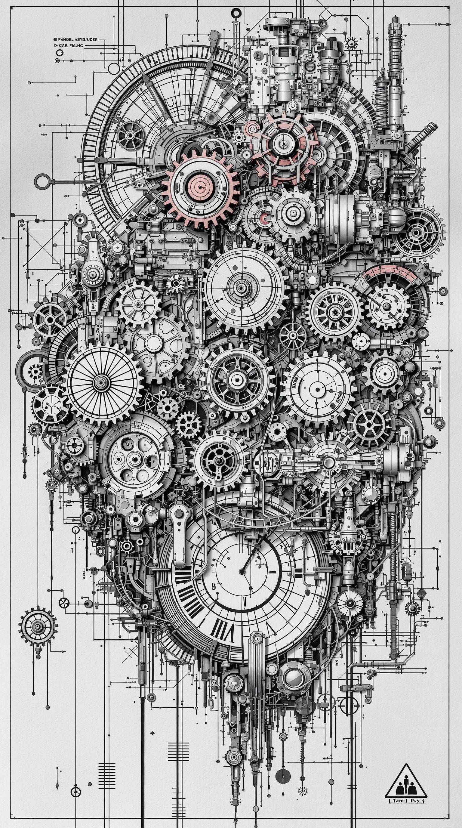 Industrial Surrealism: Mechanical Heart Gears of Madness