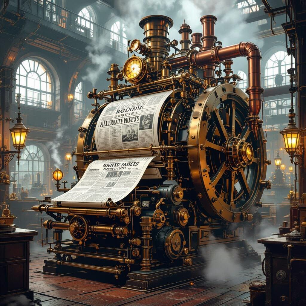 Steampunk Printing Press Creates Alternate Reality Newspaper...