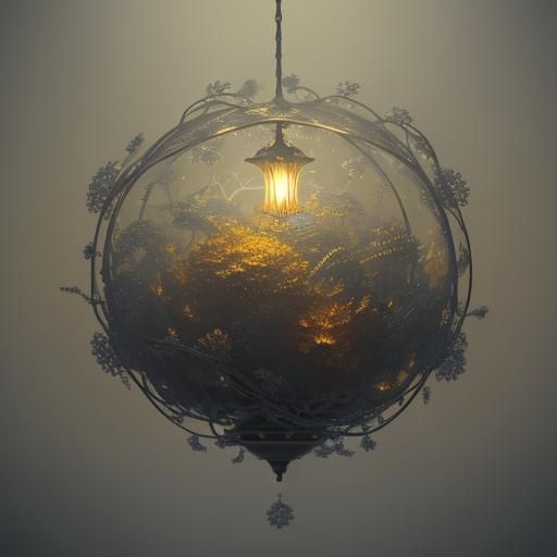 Surreal Ornate Lamp in Dreamlike Anime Style