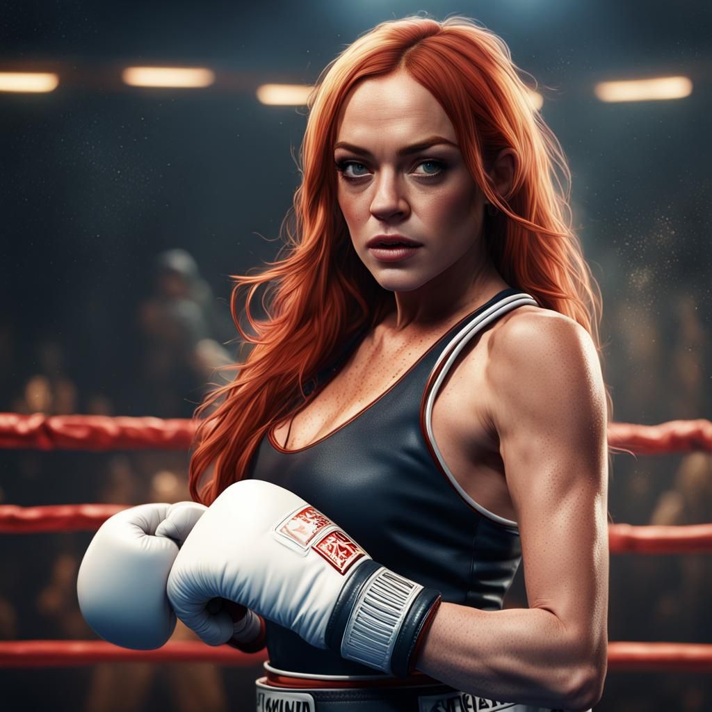 Lindsay Lohan Boxing: Detailed Matte Painting