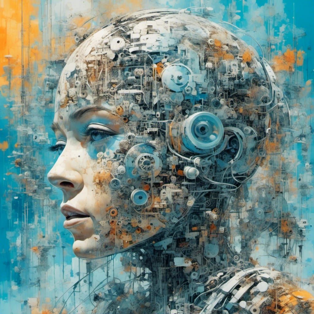 Colorful Artificial Intelligence on Blue Background