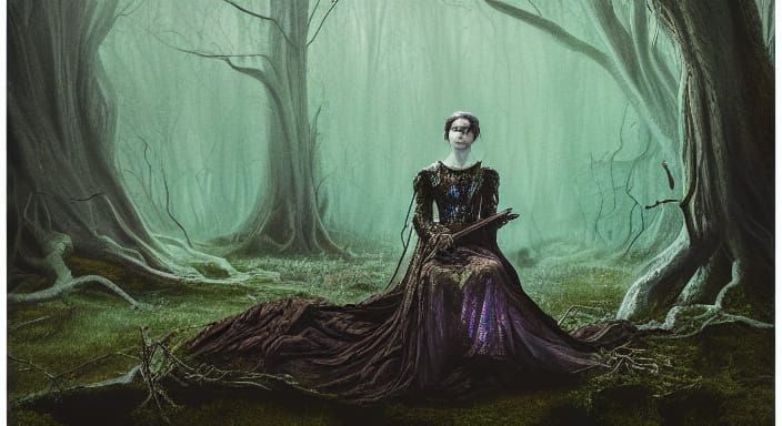 Spectral Queen Portrait in Stardust and Runes