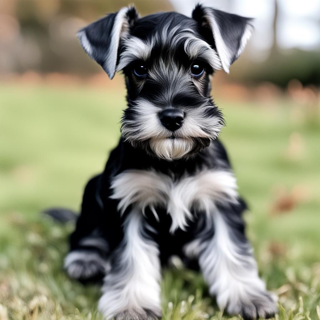 Adorable Miniature Schnauzer Puppy Portrait
