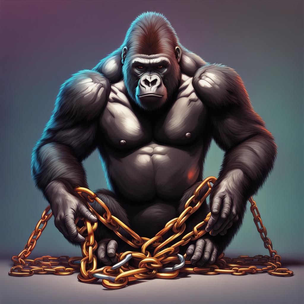 Gorilla Breaks Chains: Hyperrealistic NFT Art