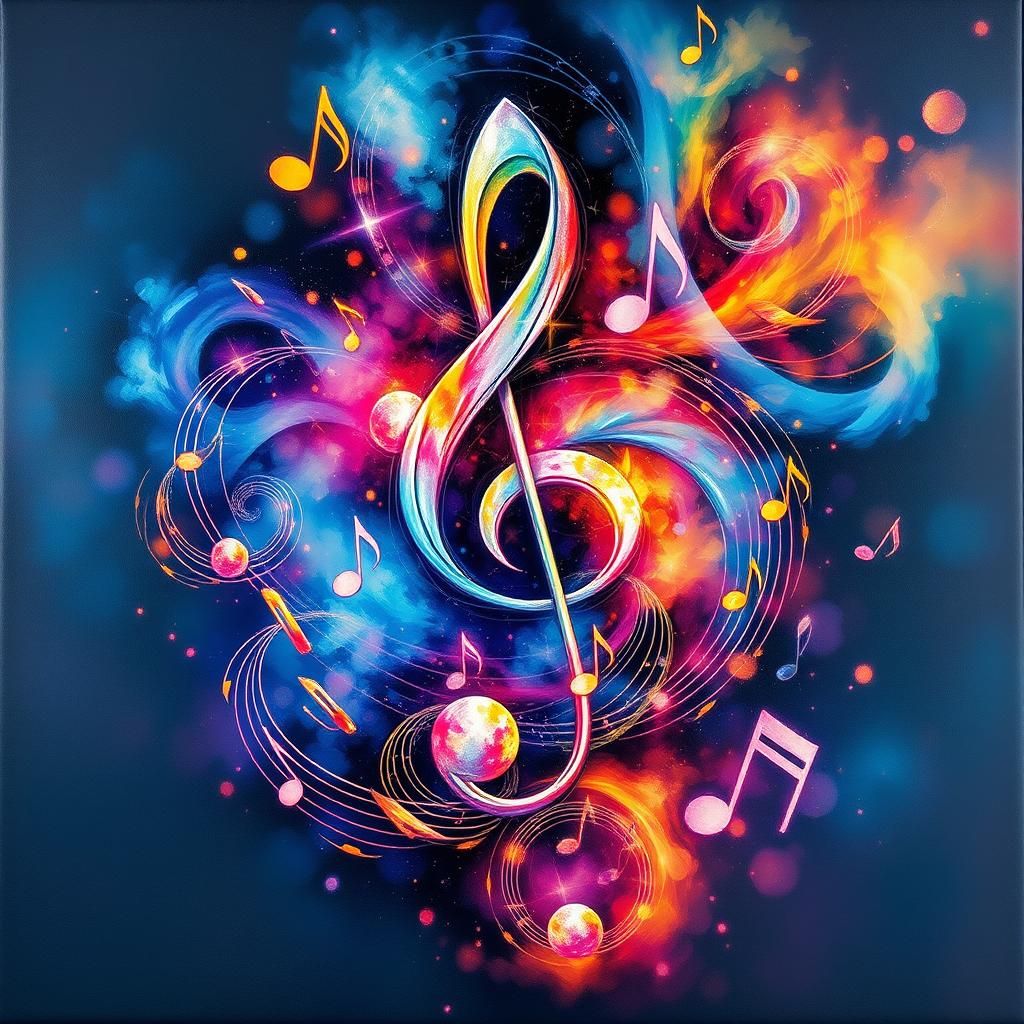 Surreal Treble Clef in Impasto Gouache Style