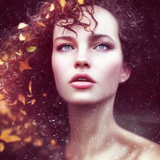 Autumn Cyberpunk Woman with Diadem and Hazel Eyes