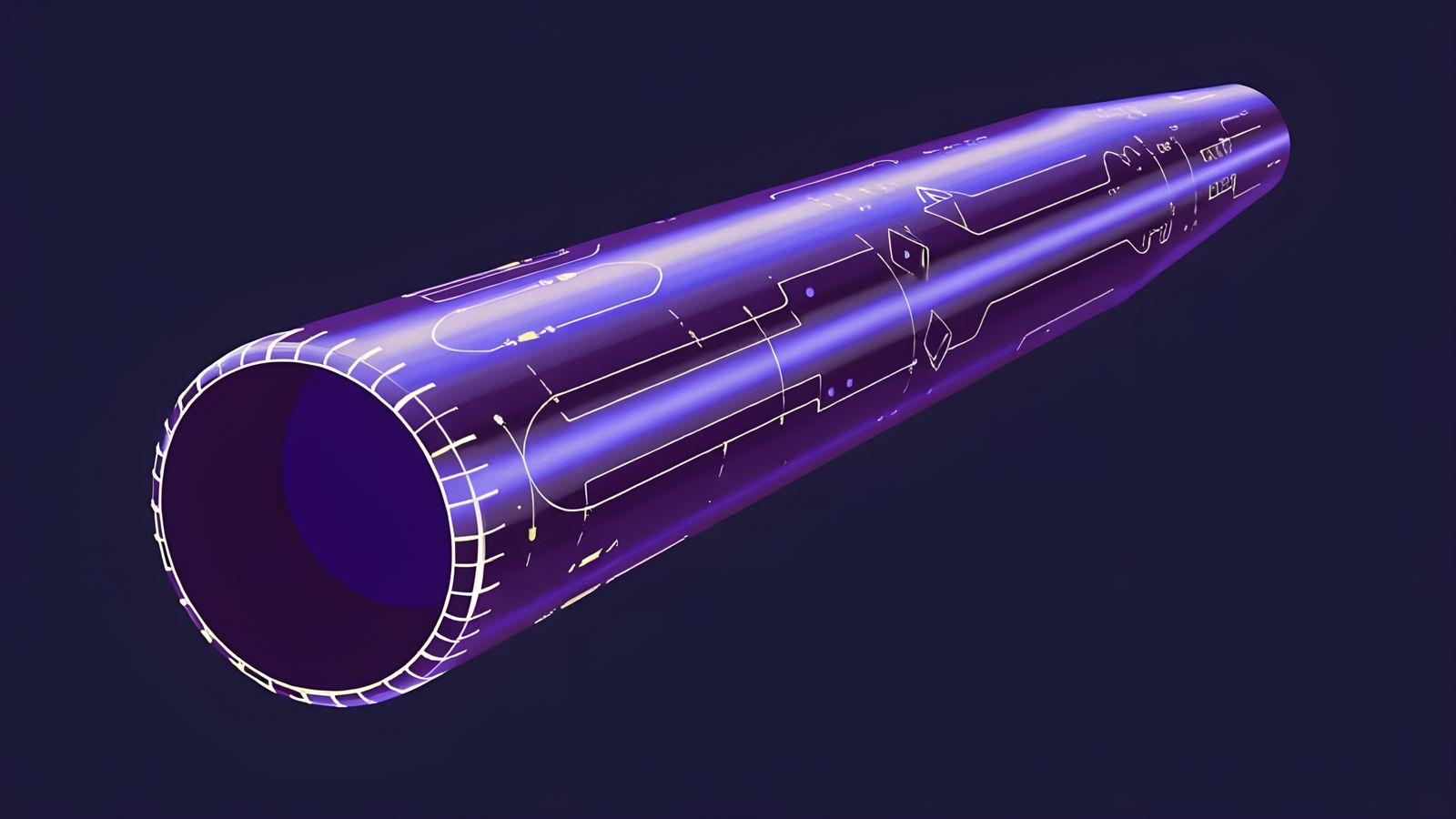 Sleek Glowing Cylinder with Circuit Diagrams and Math