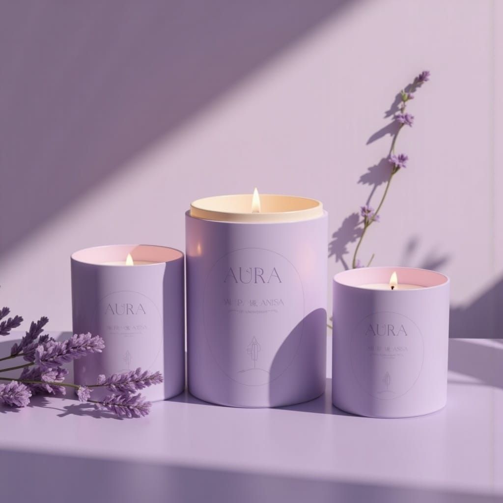 Luxurious Lavender Candles with Embossed Logo in Soft, Natur...