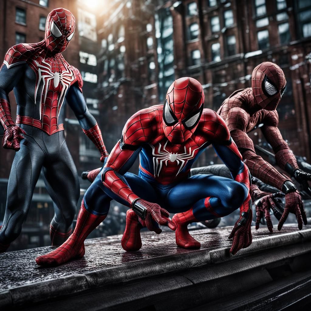 Spider-Man and Friends: Hyperrealistic Cinematic Image