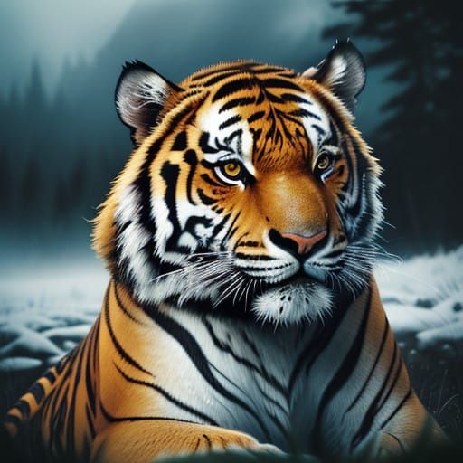 Tigers in Cinematic Film Still Style