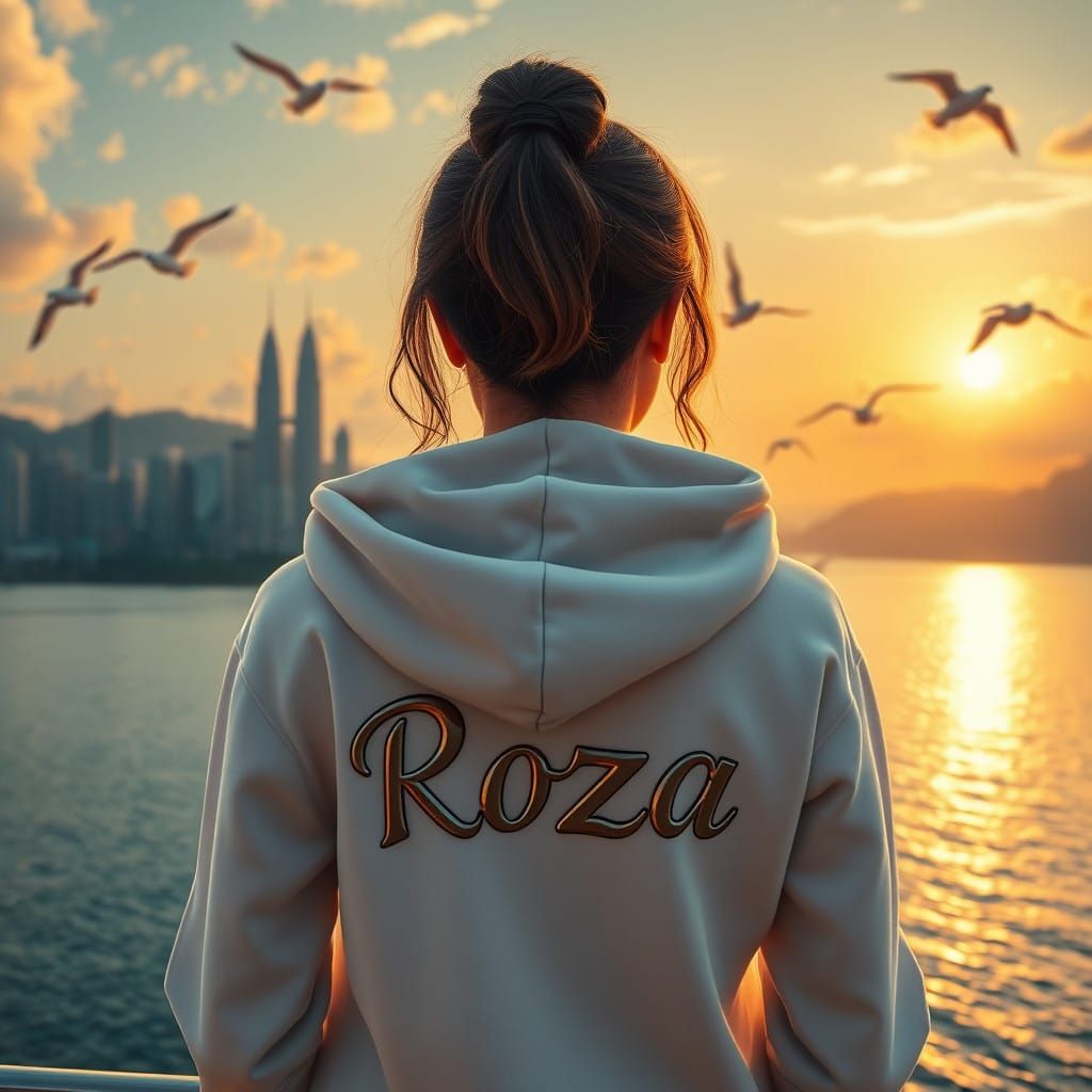 Elegant Woman Posing Against Kuala Lumpur City Skyline at Su...