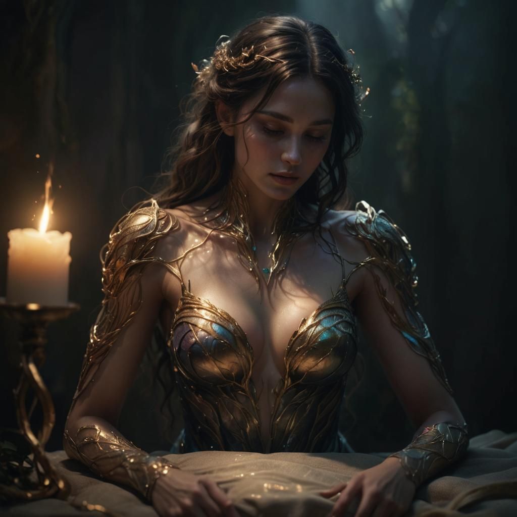 Woman's Body Transformation in Art Nouveau Style