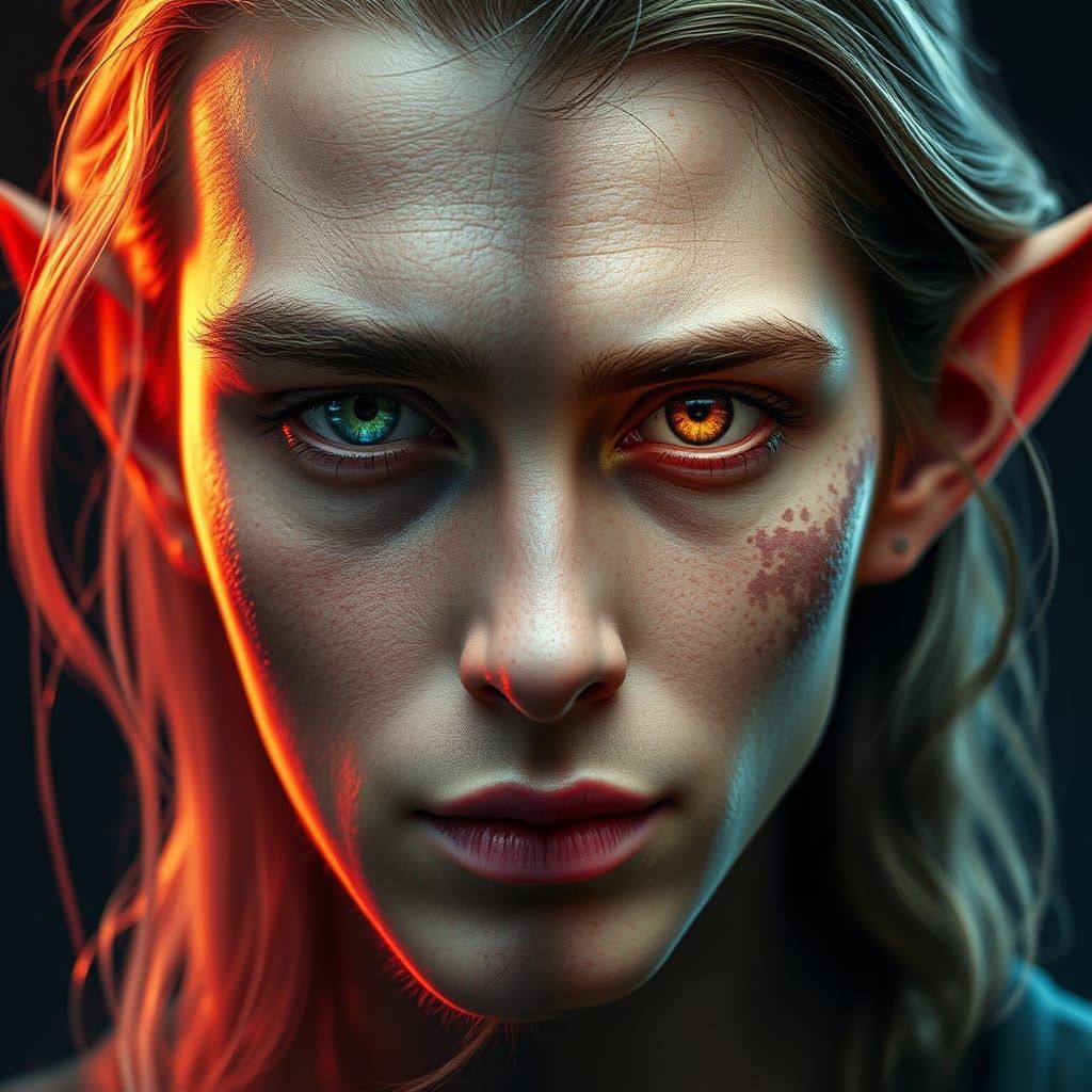 Fantastical Elf Transformation Portrait in Art Nouveau Style