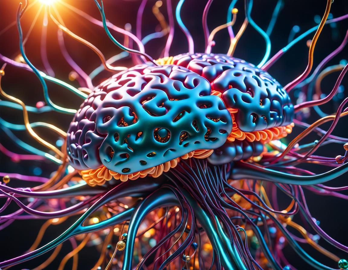 Bio-Mechanical Brain Cell in Hyperrealistic Digital Art