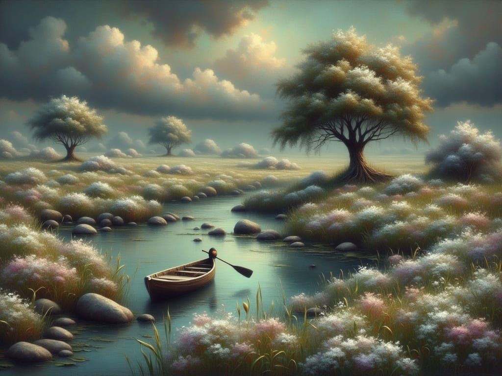 Vibrant Landscape in a Gritty Impasto Style