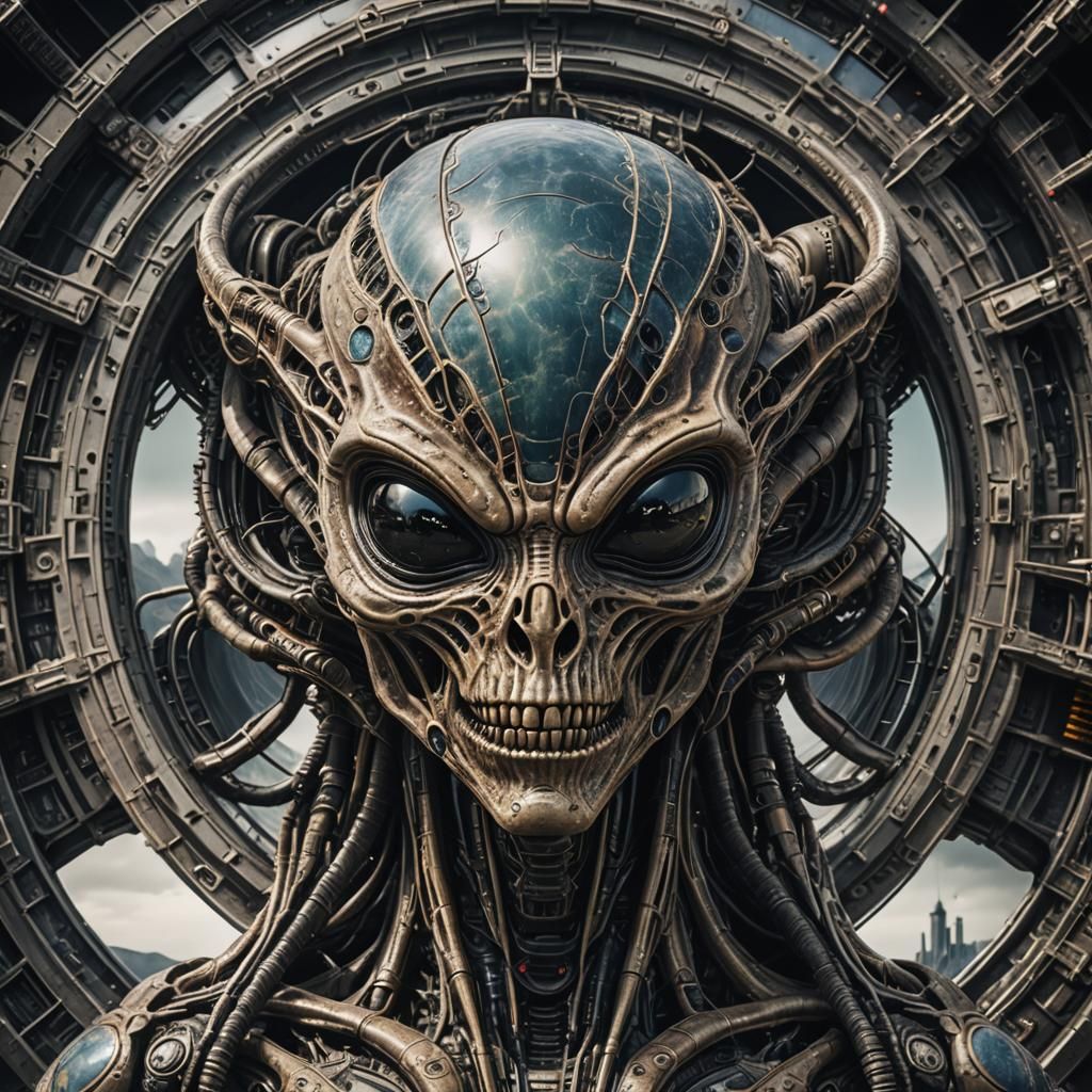 Hyperrealistic Alien Object Arrival with Intricate Details