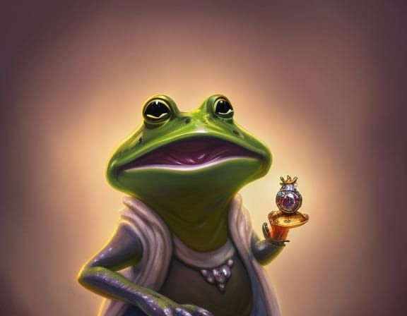 an anthropomorphic frog shopkeeper  holding a crystal, deep focus, d & d, fantasy, intricate, elegant, highly detailed, ...