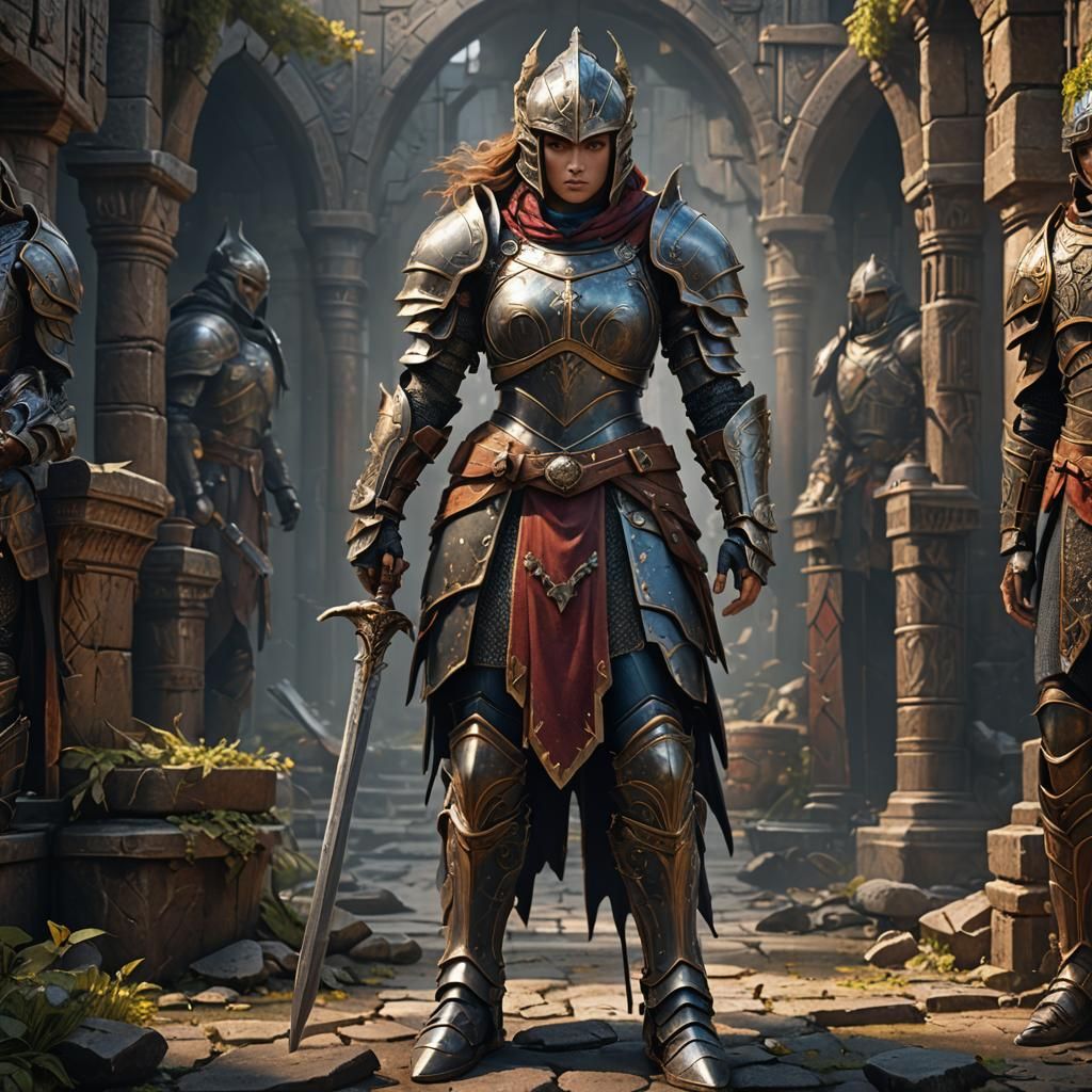 Fantasy Warrior Woman in Detailed Armor