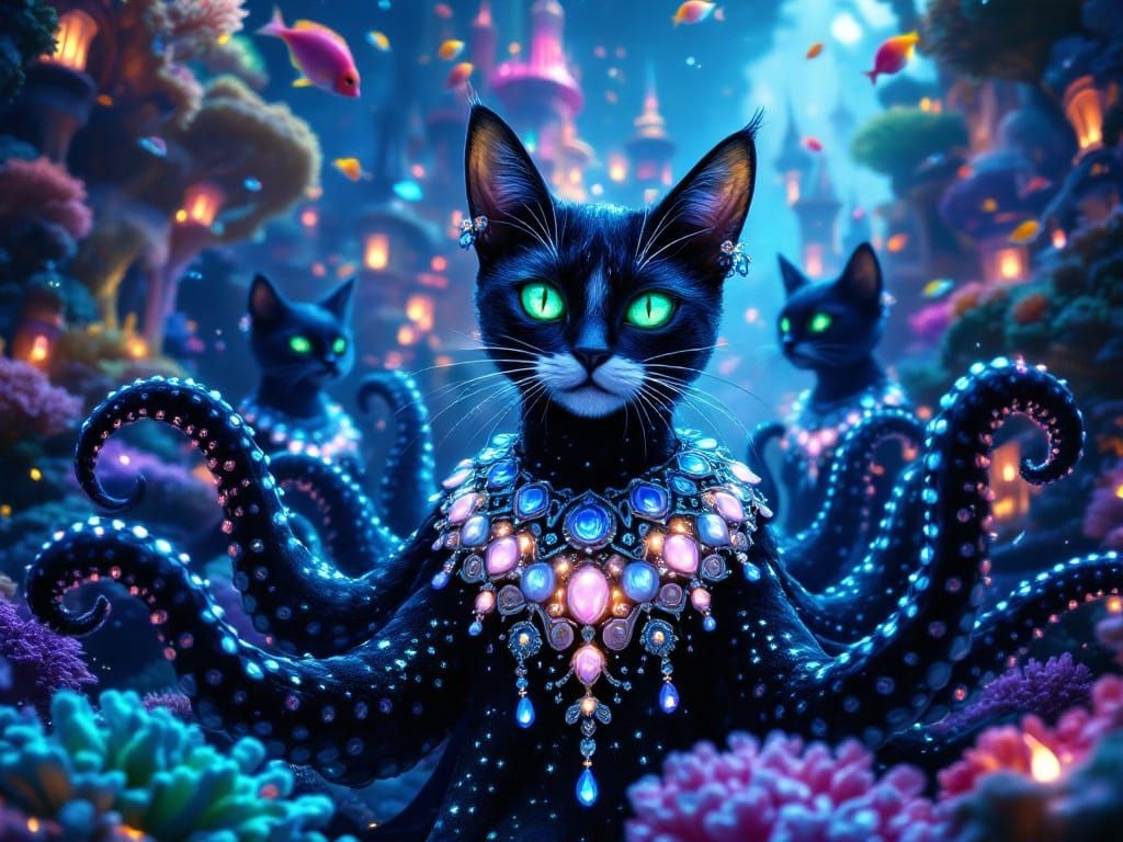 Enchanted Underwater City Conducted by Majestic Bioluminesce...