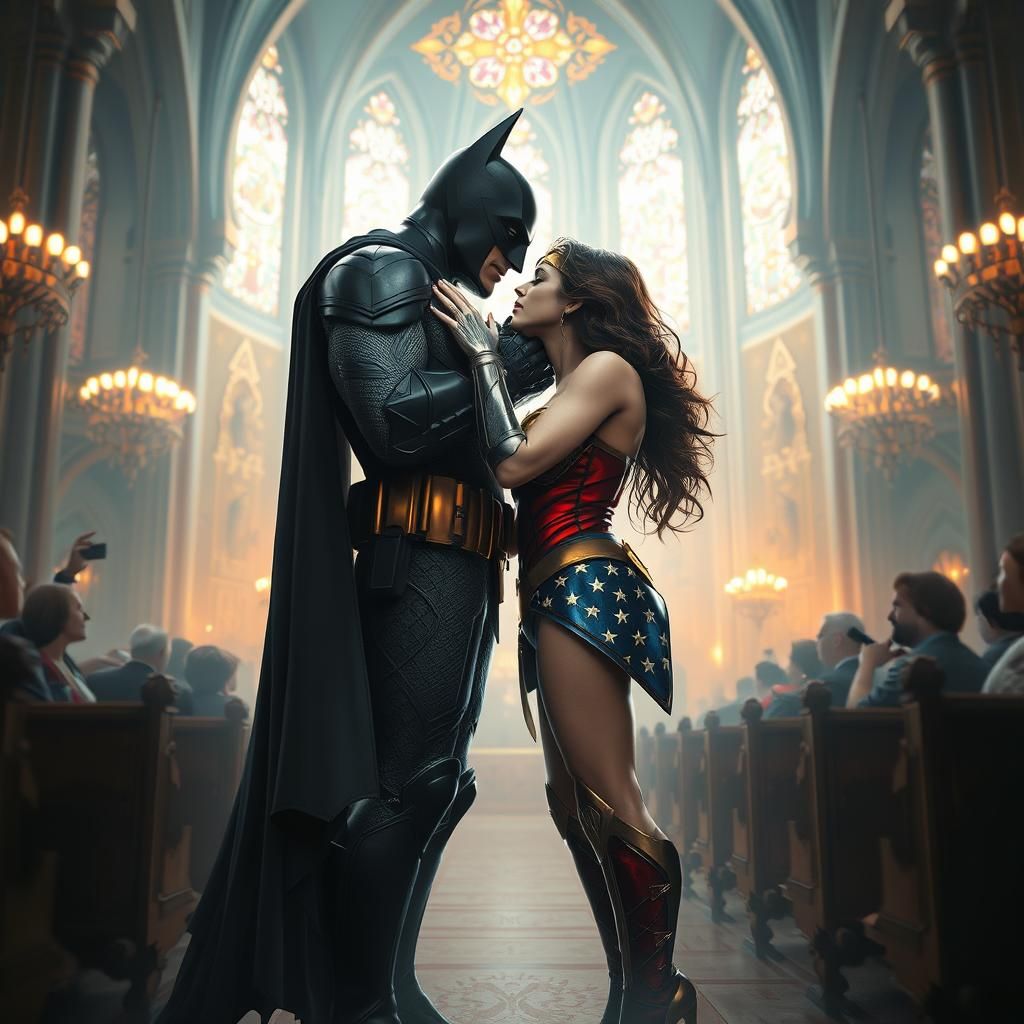 Batman and Wonder Woman Kiss: Fantasy Art