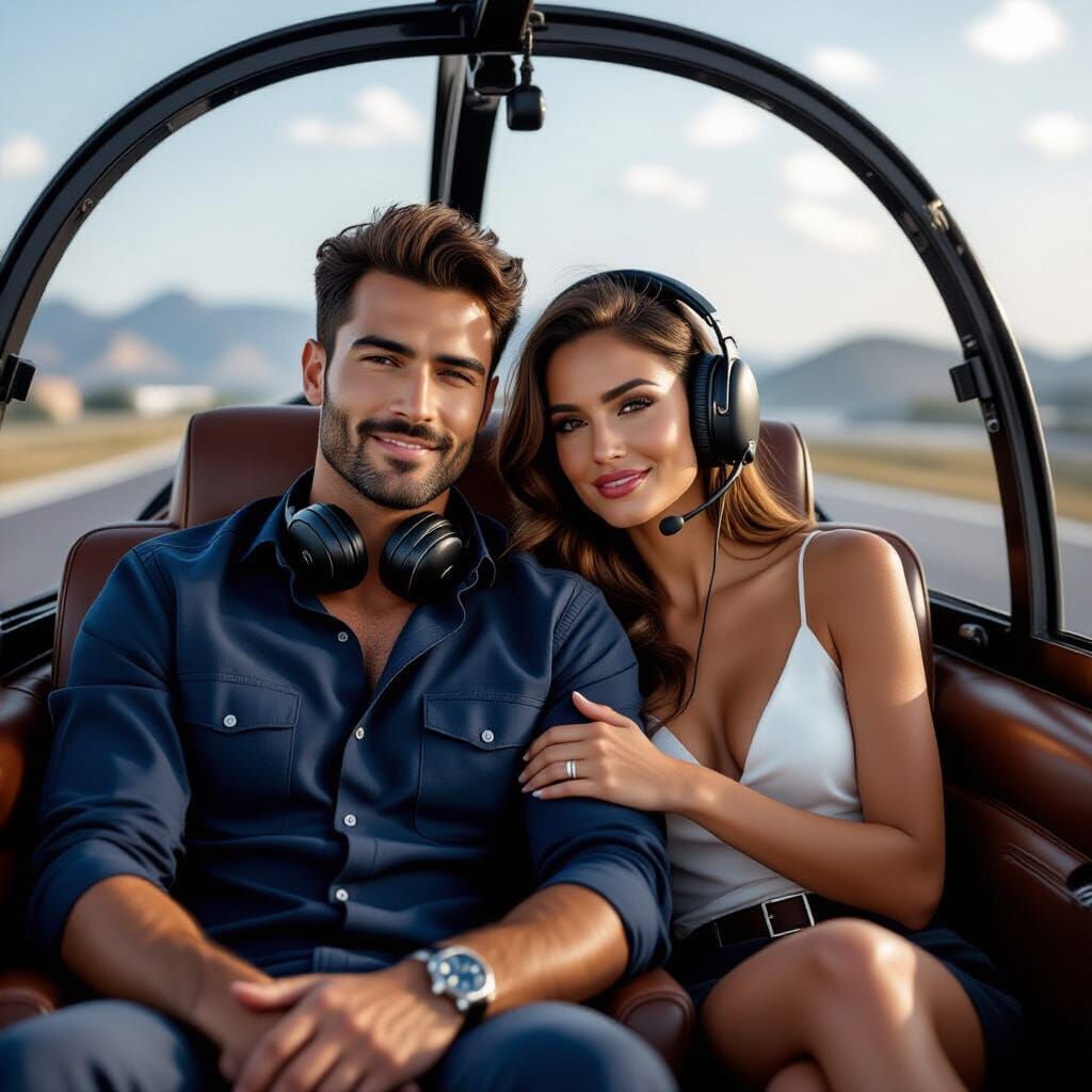 Luxury Helicopter Ride at Golden Hour, Cinematic Style