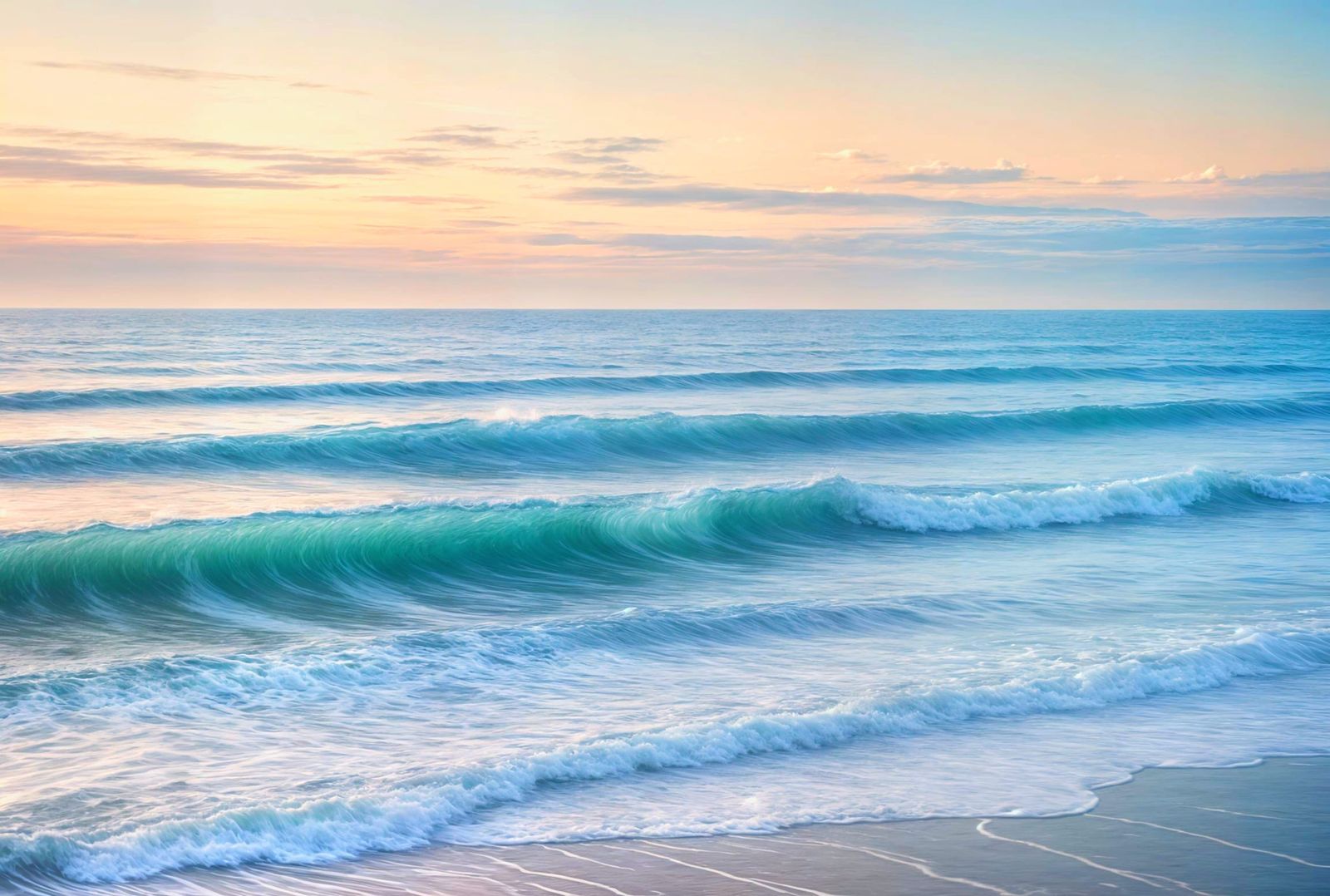 Serene Oceanscape with Motion Blur and Pastel Colors