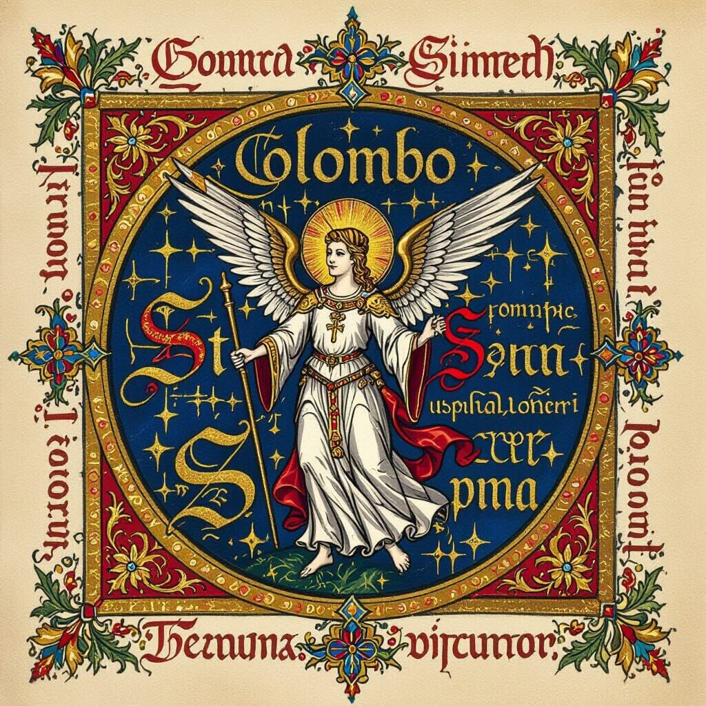 Colombo Saint Spirit Medieval Manuscript Logo