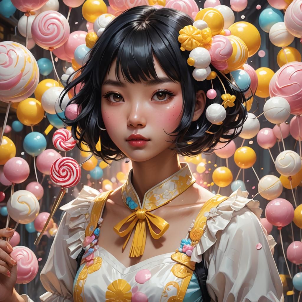 Marshmallow Dress Portrait in Art Nouveau Style