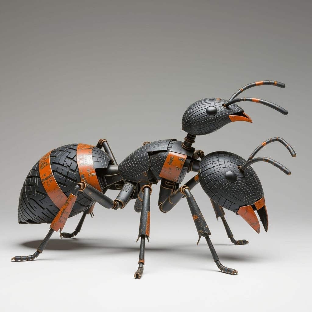 Majestic Ant Sculpture Made From Repurposed Tire Fragments