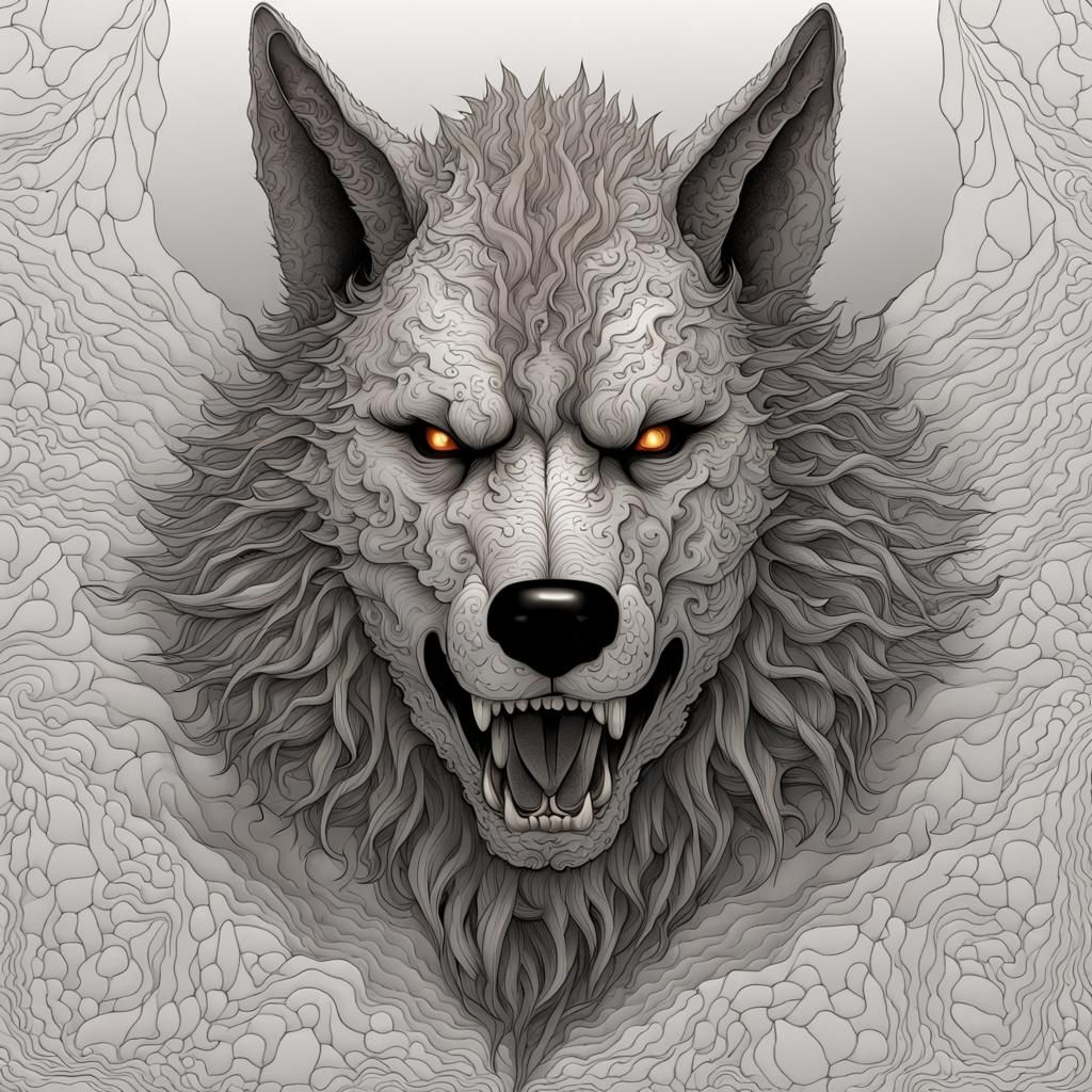 Fearsome Werewolf of Urban Legend in Abstract Vector Art