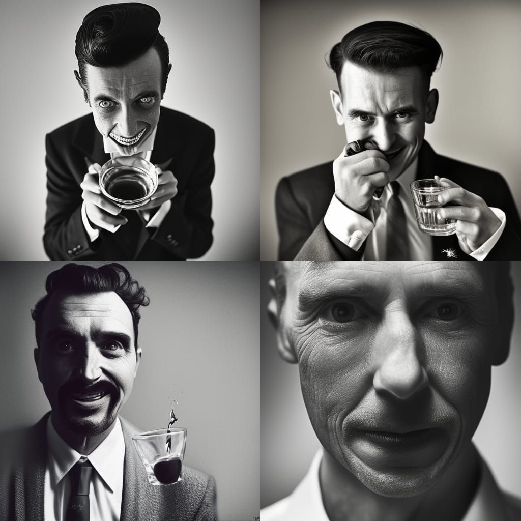 Sinister 50s Man Drinking Tea Portrait