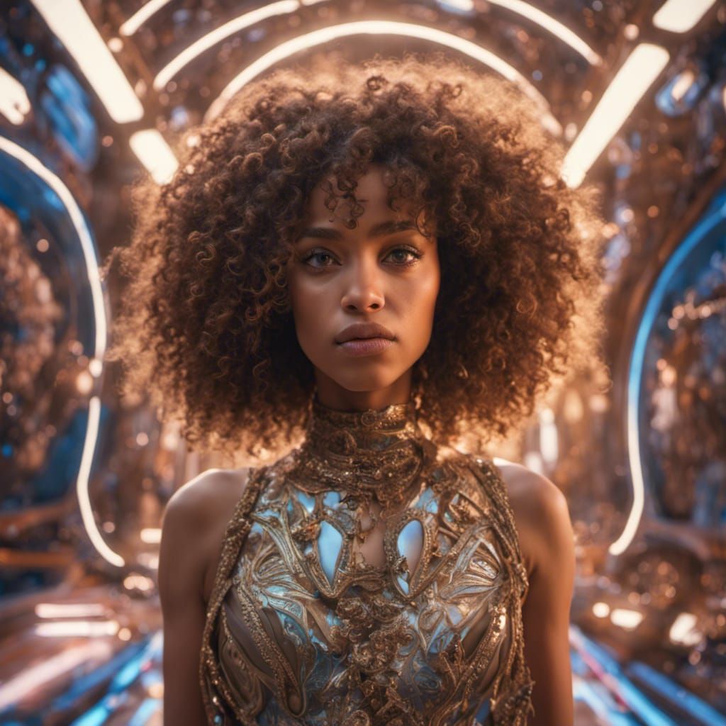 Hypermaximalist Portrait of a Mixed-Race Girl