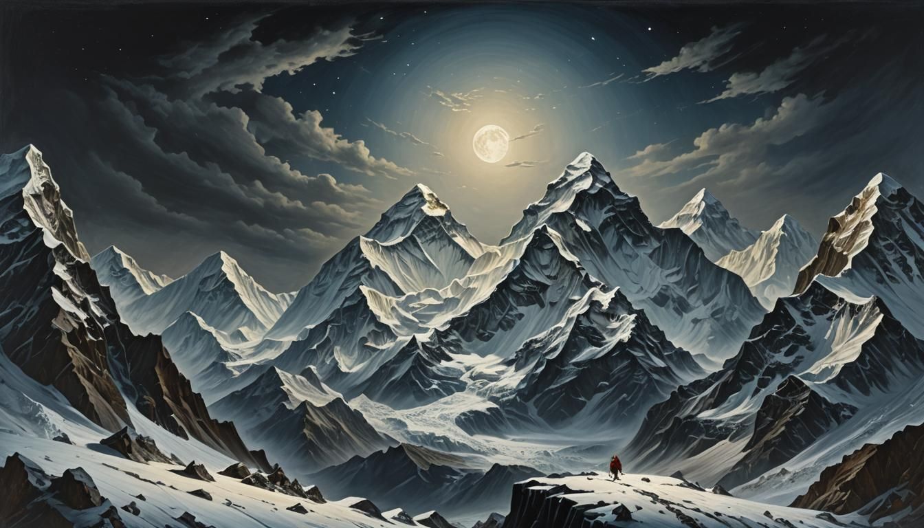 Surrealist Everest in Melting Oil Paint