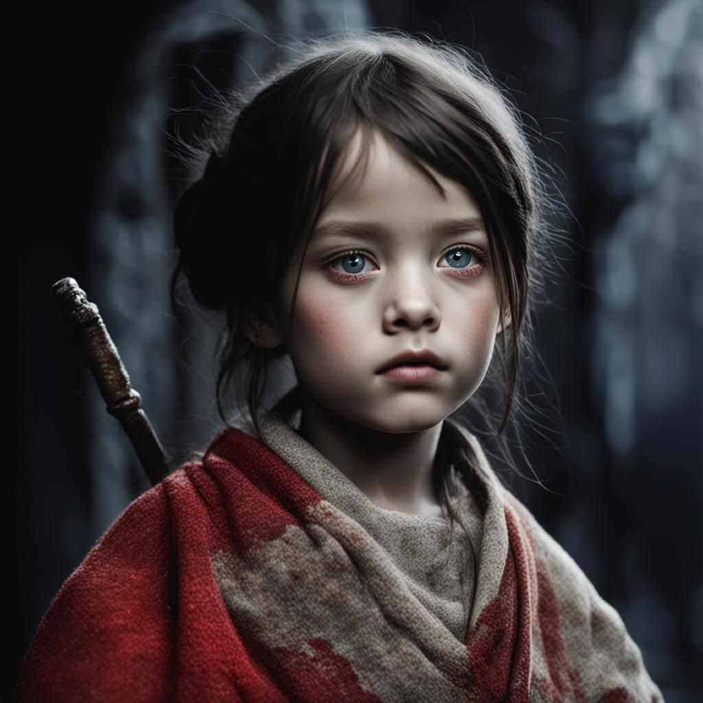 Red Eyes and Greenish Skin Portrait