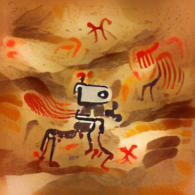 Robot Depicted as Cave Painting